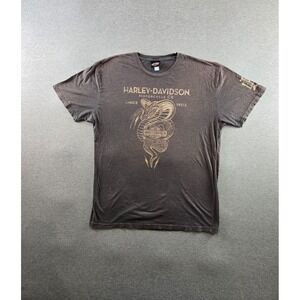 Harley Davidson T Shirt Mens XL Brown‎ Cobra Legend Lives On Motorcycle Y2K